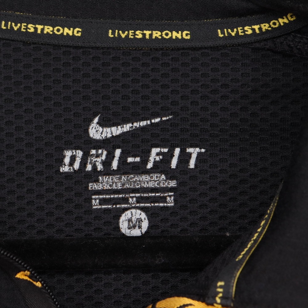 Nike Livestrong Dri-FIT 1/4 Zip Pullover Size M Black Yellow Training 400224-010 - Picture 4 of 7